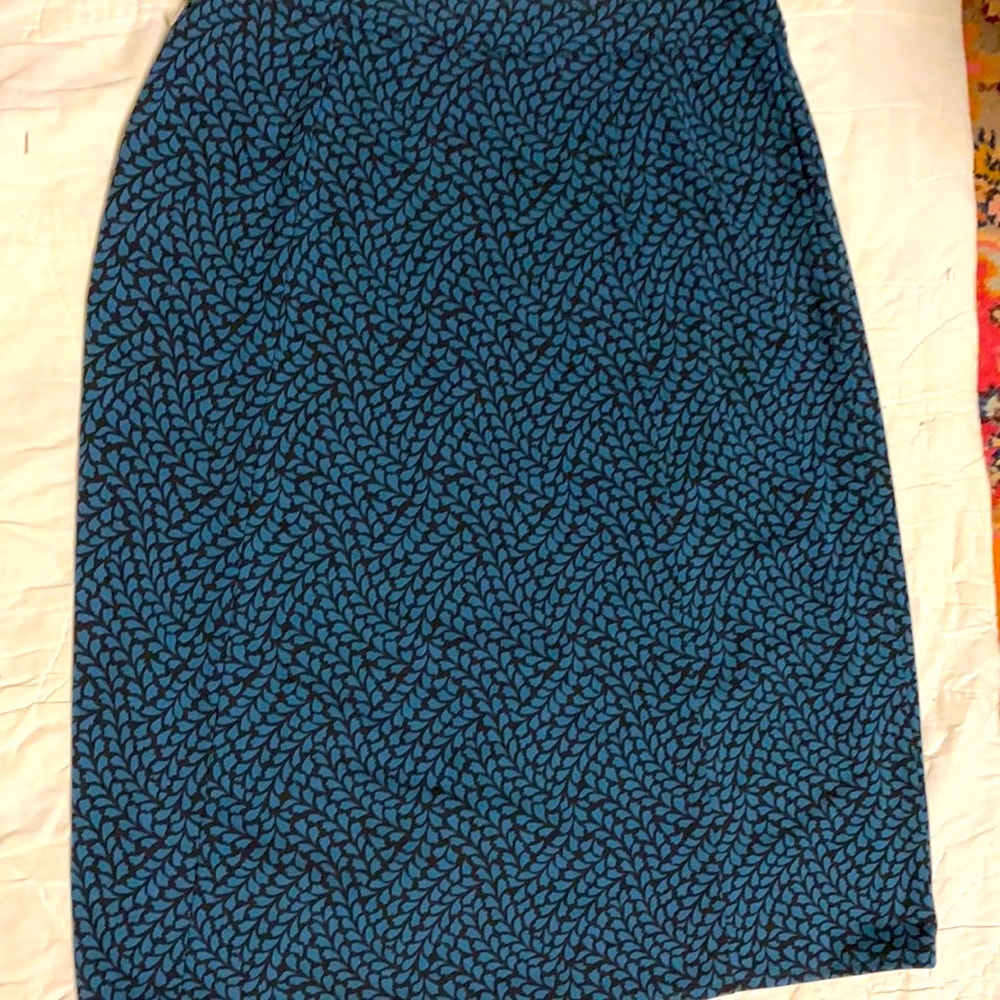 Ann Taylor Factory beautiful A line skirt in peacock blue & black; size Small!